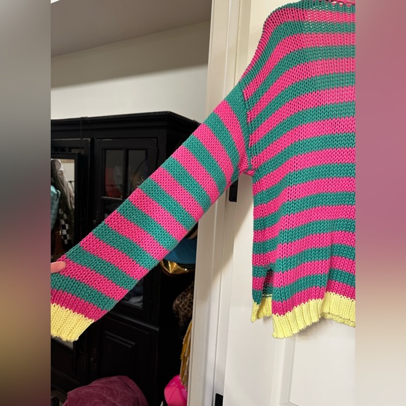 Striped Pink and Green Sweater - Picture 6 of 9